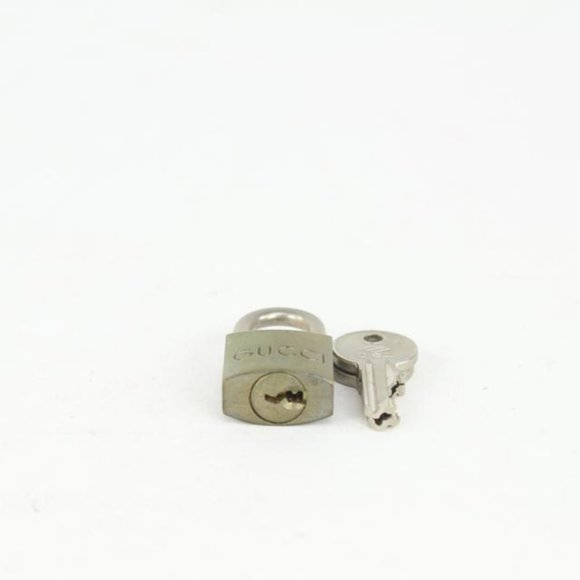 Gucci Brass Logo Padlock and Key Cadena Lock Set Bag Charm 1025g24